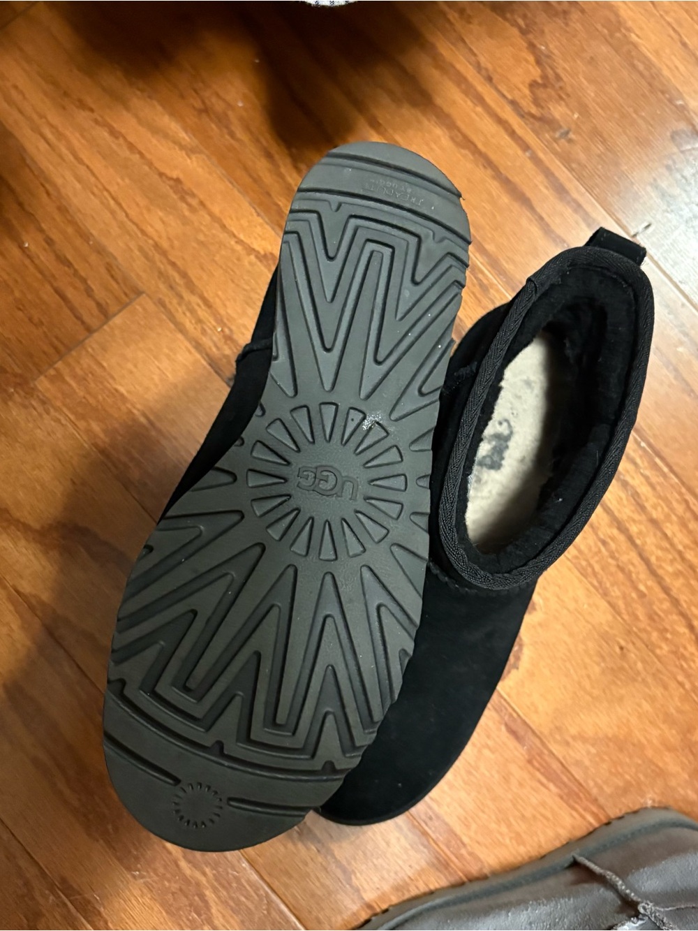 UGG Black Suede Slip-On Ankle Bootie Shearling Grey suede slip on.Both for 50